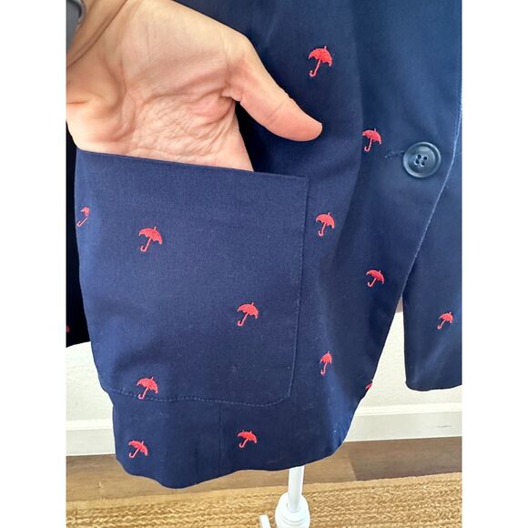 ModCloth Legendary Lifestyle Cotton Blazer NWOT Navy Novelty Umbrella Size 26 - Picture 6 of 11